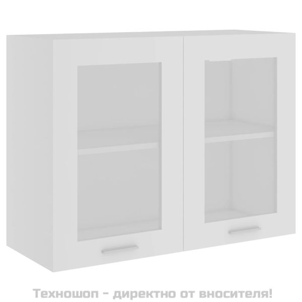 Висящ стъклен шкаф "Lyon", бял, 80x31x60 см, инженерно дърво