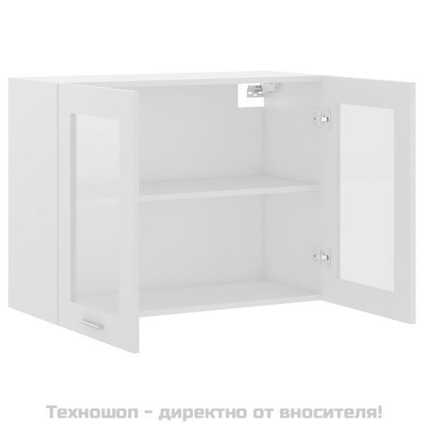 Висящ стъклен шкаф "Lyon", бял, 80x31x60 см, инженерно дърво