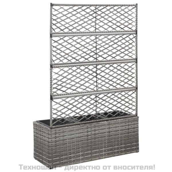 Пергола висока леха с 3 саксии, 83x30x130 см, полиратан, сива