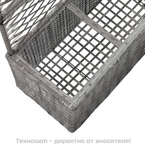 Пергола висока леха с 3 саксии, 83x30x130 см, полиратан, сива