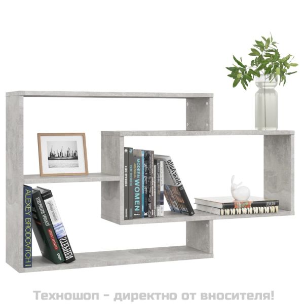 Стенни рафтове, бетонно сиви, 104x20x58,5 см, инженерно дърво