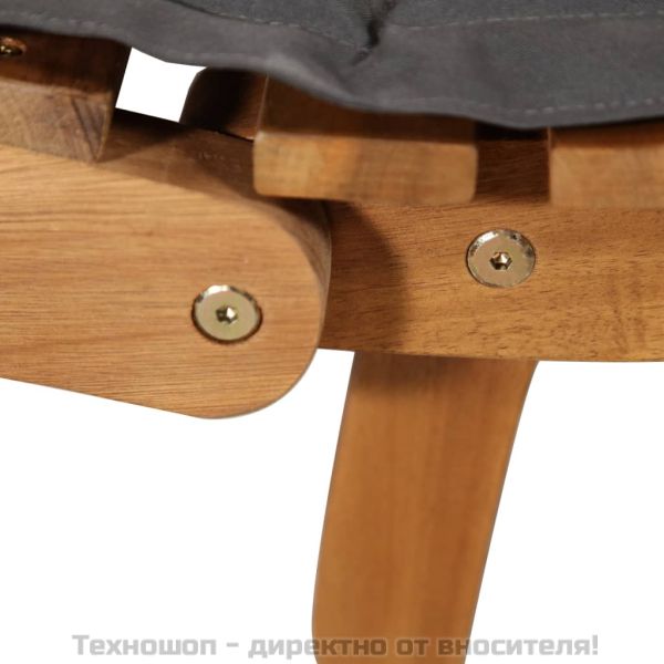 Шезлонг с възглавница, акация масив, тъмносив