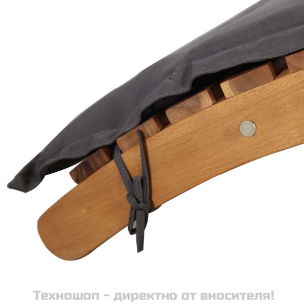 Шезлонг с възглавница, акация масив, тъмносив