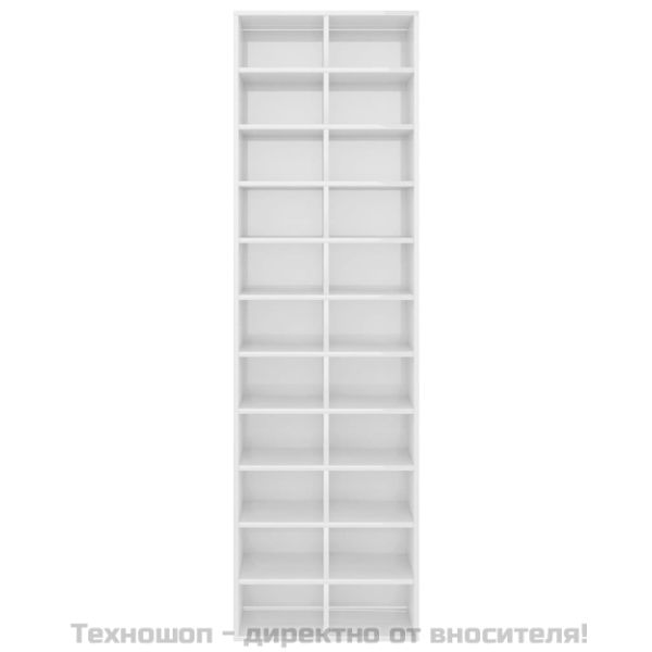 Шкаф за обувки, бял гланц, 54x34x183 см, инженерно дърво