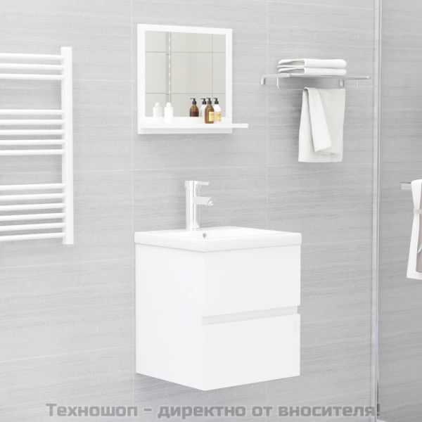 Огледало за баня, бяло, 40x10,5x37 см, инженерно дърво