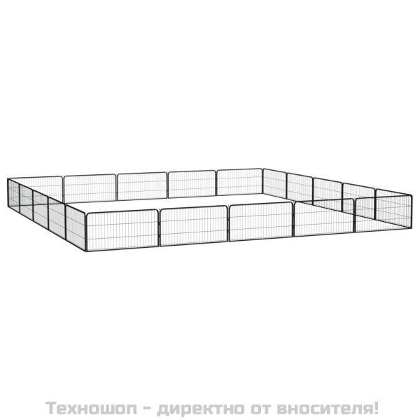 Заграждение за куче черно 20 панела 100x50 см прахово боядисано