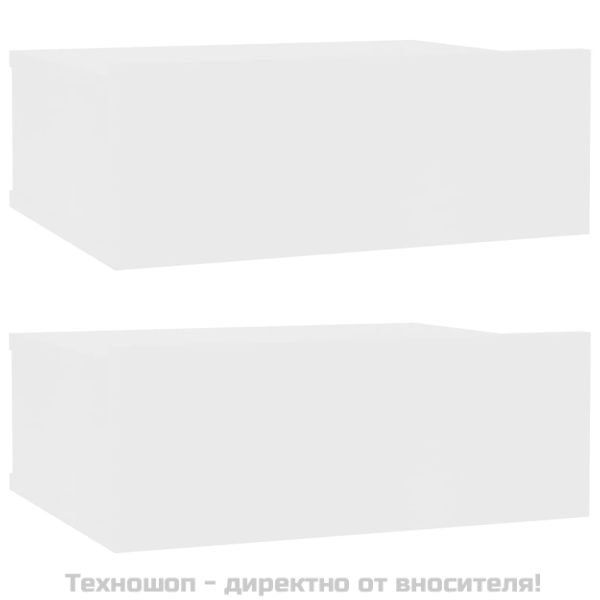 Нощни шкафчета за стена, 2 бр, бели, 40x30x15см инженерно дърво