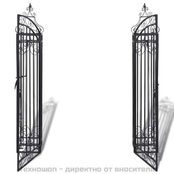 Градинска врата с орнаменти, ковано желязо, 122x20,5x134 см