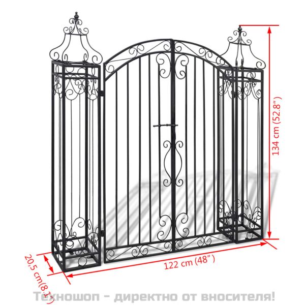 Градинска врата с орнаменти, ковано желязо, 122x20,5x134 см