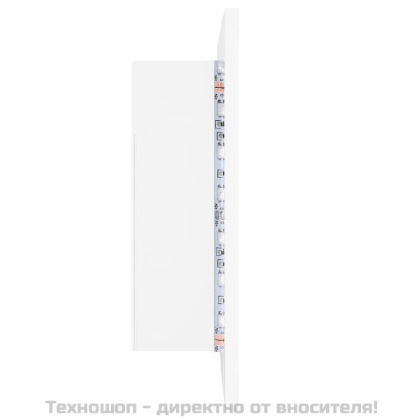 Шкаф с LED огледало за баня, бял, 60x12x45 см, акрил