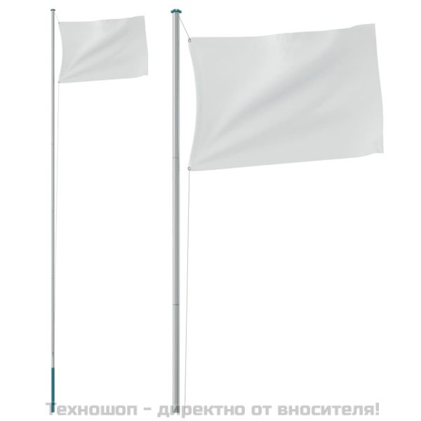Секционен стълб за флаг, сребрист, 6,08 м, алуминий