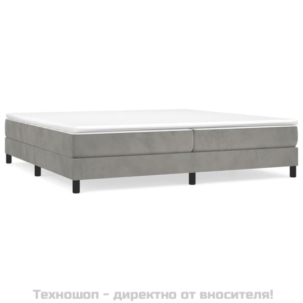 Боксспринг легло с матрак, светлосиво, 200x200 см, кадифе