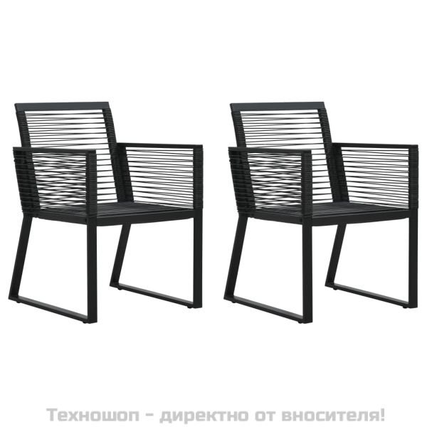 Градински столове, 2 бр, черни, PVC ратан