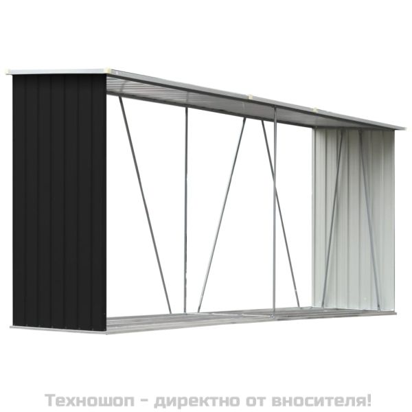 Навес за дърва, поцинкована стомана, 330x84x152 см, антрацит