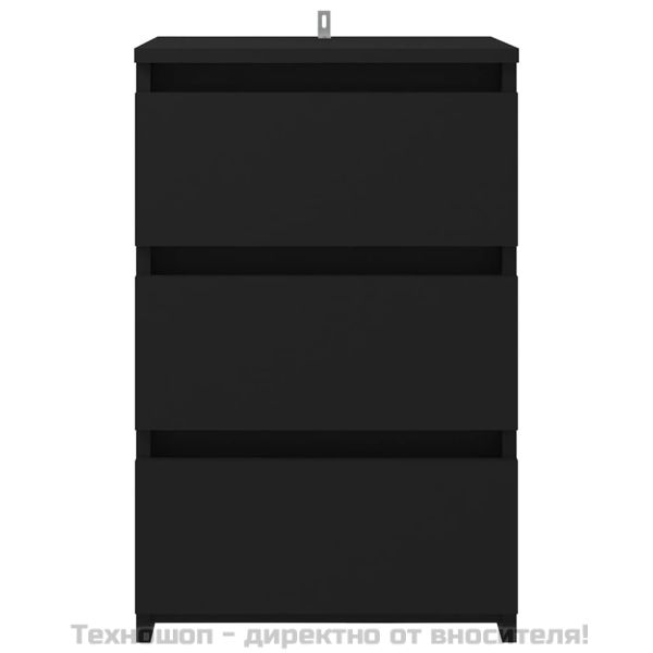 Нощни шкафчета, 2 бр, черни, 40x35x62,5 см, инженерно дърво