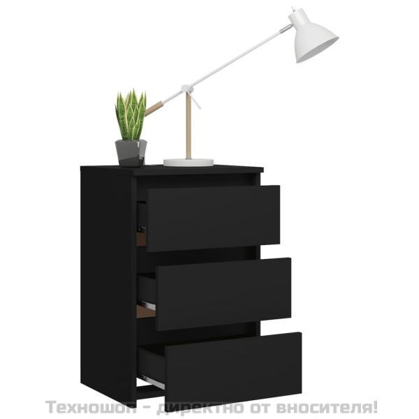 Нощни шкафчета, 2 бр, черни, 40x35x62,5 см, инженерно дърво