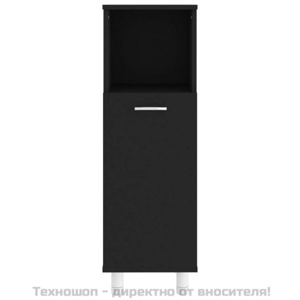 Шкаф за баня, черен, 30x30x95 см, инженерно дърво