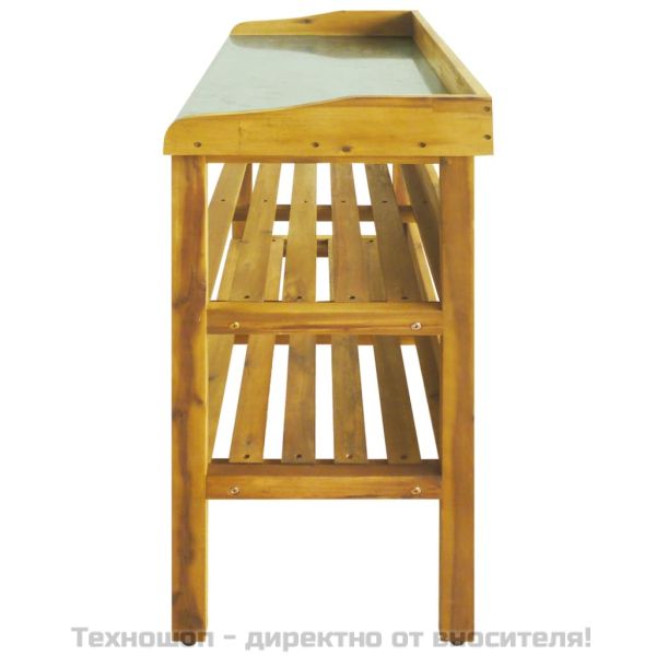 Пейка за градинарство с 2 рафта, акациево дърво масив и цинк