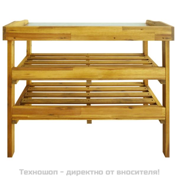 Пейка за градинарство с 2 рафта, акациево дърво масив и цинк