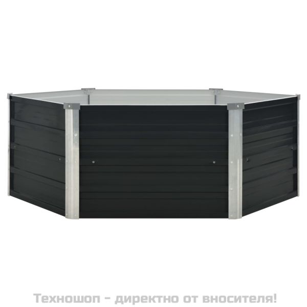 Повдигната леха, антрацит, 129x129x45 см, поцинкована стомана