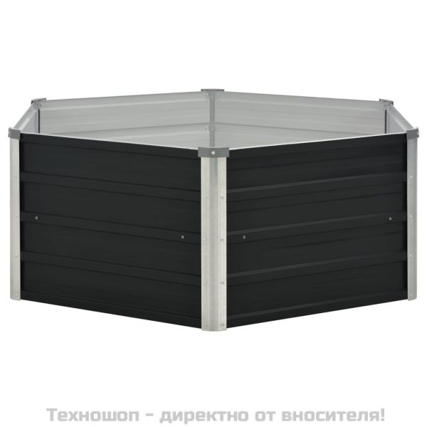 Повдигната леха, антрацит, 129x129x45 см, поцинкована стомана