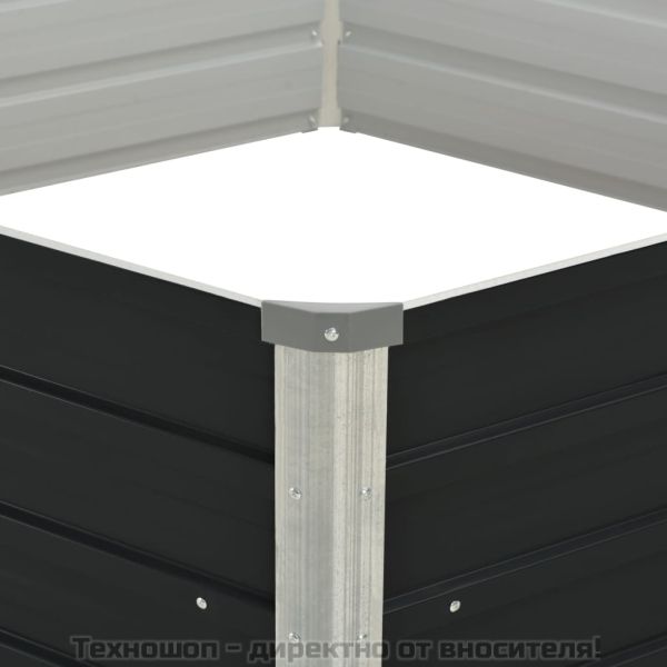 Повдигната леха, антрацит, 129x129x45 см, поцинкована стомана