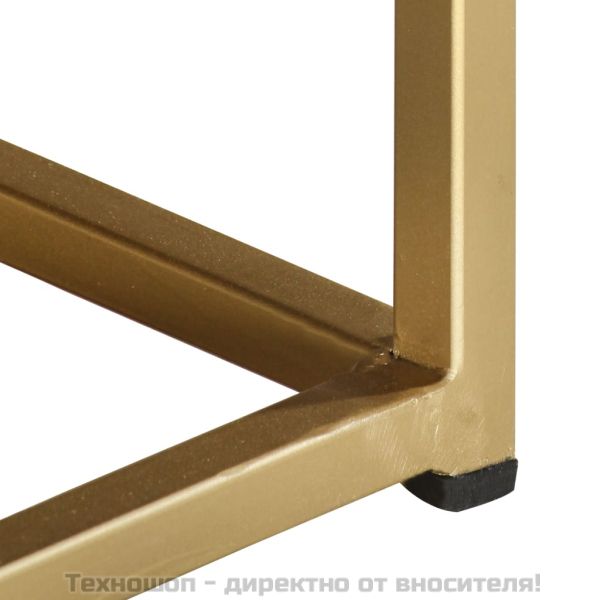 Маса за кафе, черно-златисто, 90x50x35 см, мангово дърво масив