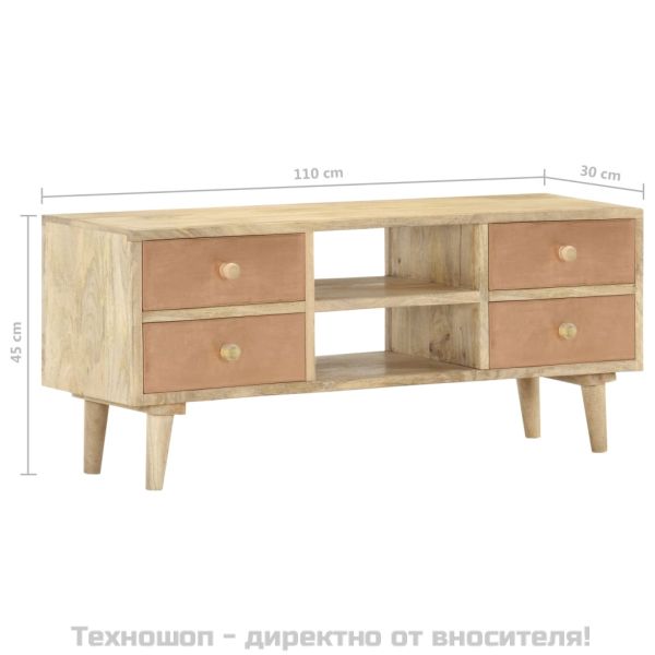 ТВ шкаф, 110x30x45 см, мангово дърво масив