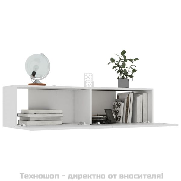 ТВ шкаф, бял, 120x30x30 см, инженерно дърво