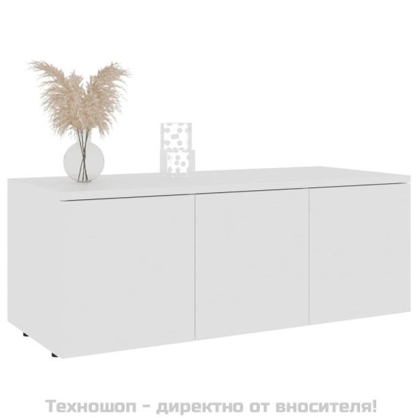 ТВ шкаф, бял, 80x34x30 см, инженерно дърво