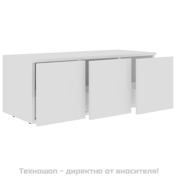 ТВ шкаф, бял, 80x34x30 см, инженерно дърво