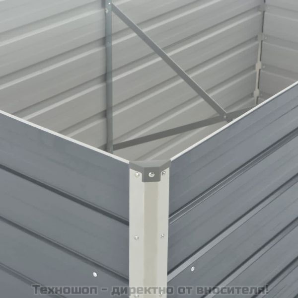 Повдигната леха, 160x80x45 см, поцинкована стомана, сива