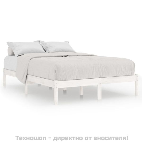 Рамка за легло, бяла, дърво масив, 180x200 cм, Super King