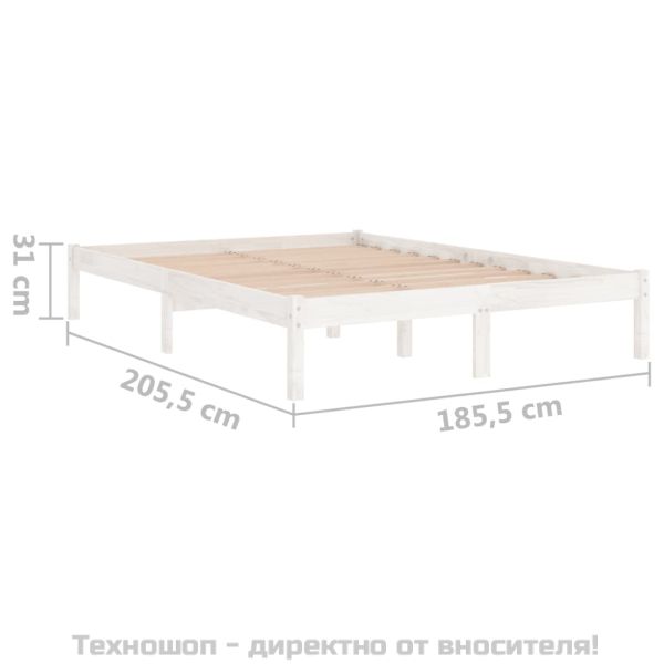 Рамка за легло, бяла, дърво масив, 180x200 cм, Super King