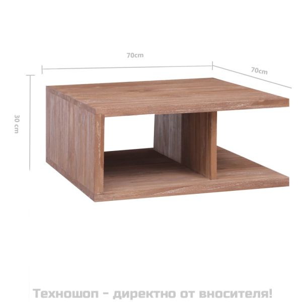 Маса за кафе, 70x70x30 см, тиково дърво масив