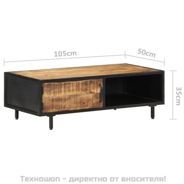 Маса за кафе, 105x50x35 см, грубо мангово дърво