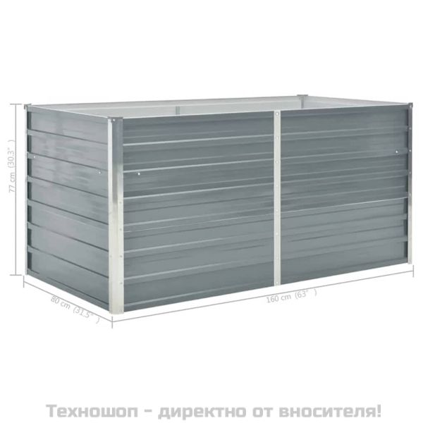 Повдигната градинска леха 160 x 80 x 77 см поцинкована стомана