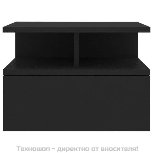 Нощни шкафчета за стена 2 бр, черни 40x31x27 см инженерно дърво
