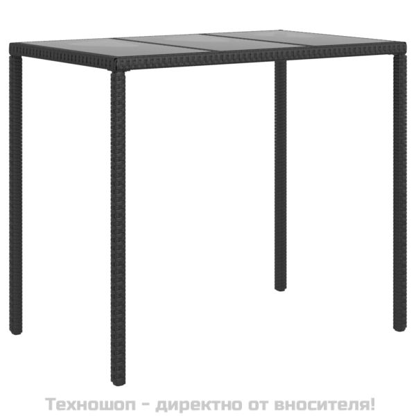 Градински комплект с възглавници, 6 части, черен, полиратан