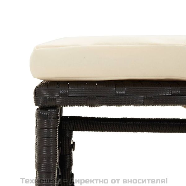 Градински комплект с възглавници, 6 части, черен, полиратан