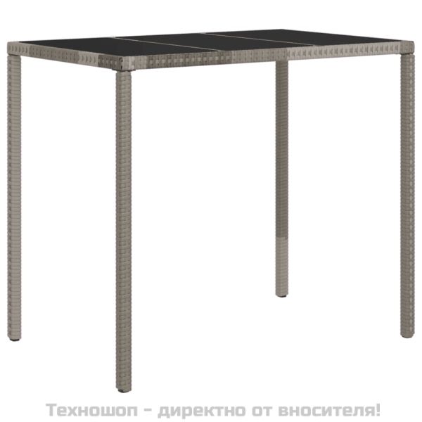 Градински комплект с възглавници, 6 части, полиратан, сив