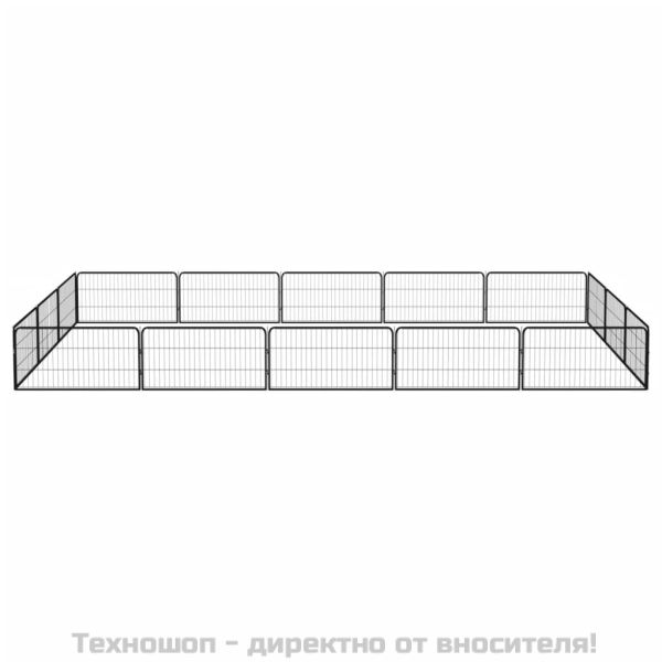 Заграждение за куче черно 16 панела 100x50 см прахово боядисано