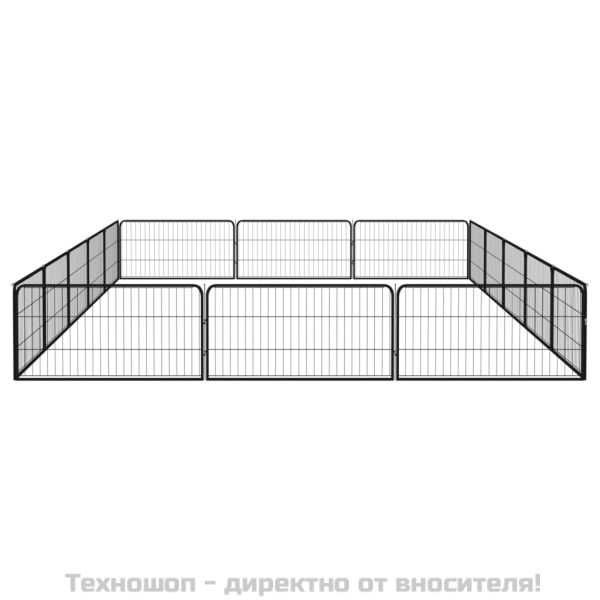 Заграждение за куче черно 16 панела 100x50 см прахово боядисано