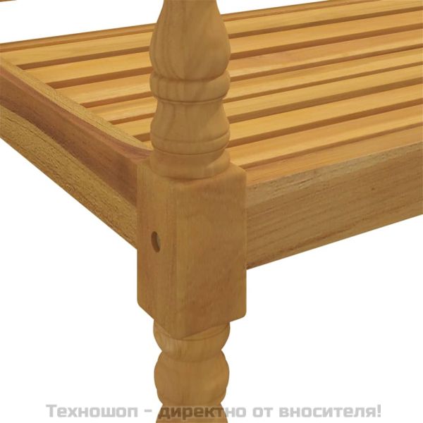 Пейка Батавия с черна възглавница, 150 см, тик масив