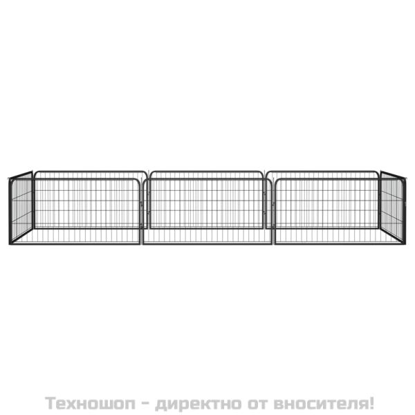 Заграждение за куче черно 8 панела 100x50 см прахово боядисано