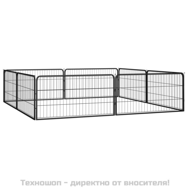 Заграждение за куче черно 8 панела 100x50 см прахово боядисано