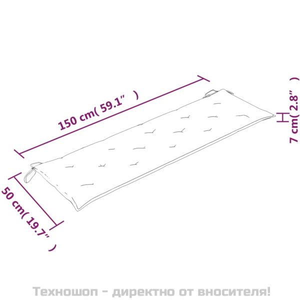 Пейка Батавия с червена възглавница, 150 см, тик масив
