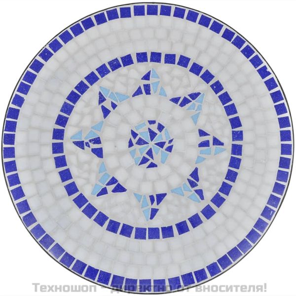 Бистро маса, синьо и бяло, 60 см, мозайка