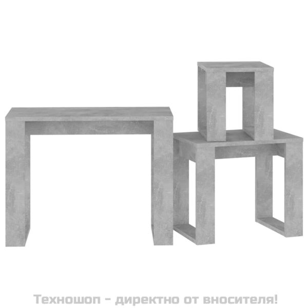 Стифиращи маси, 3 бр, бетонно сиви, инженерно дърво