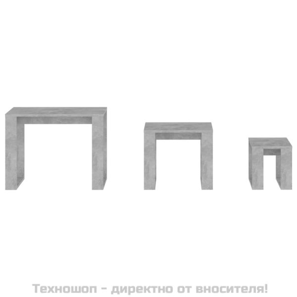 Стифиращи маси, 3 бр, бетонно сиви, инженерно дърво